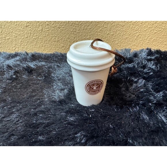 Starbucks Coffee Cup 2011 Ceramic Ornament With Brown Hanging Cord - Picture 1 of 5